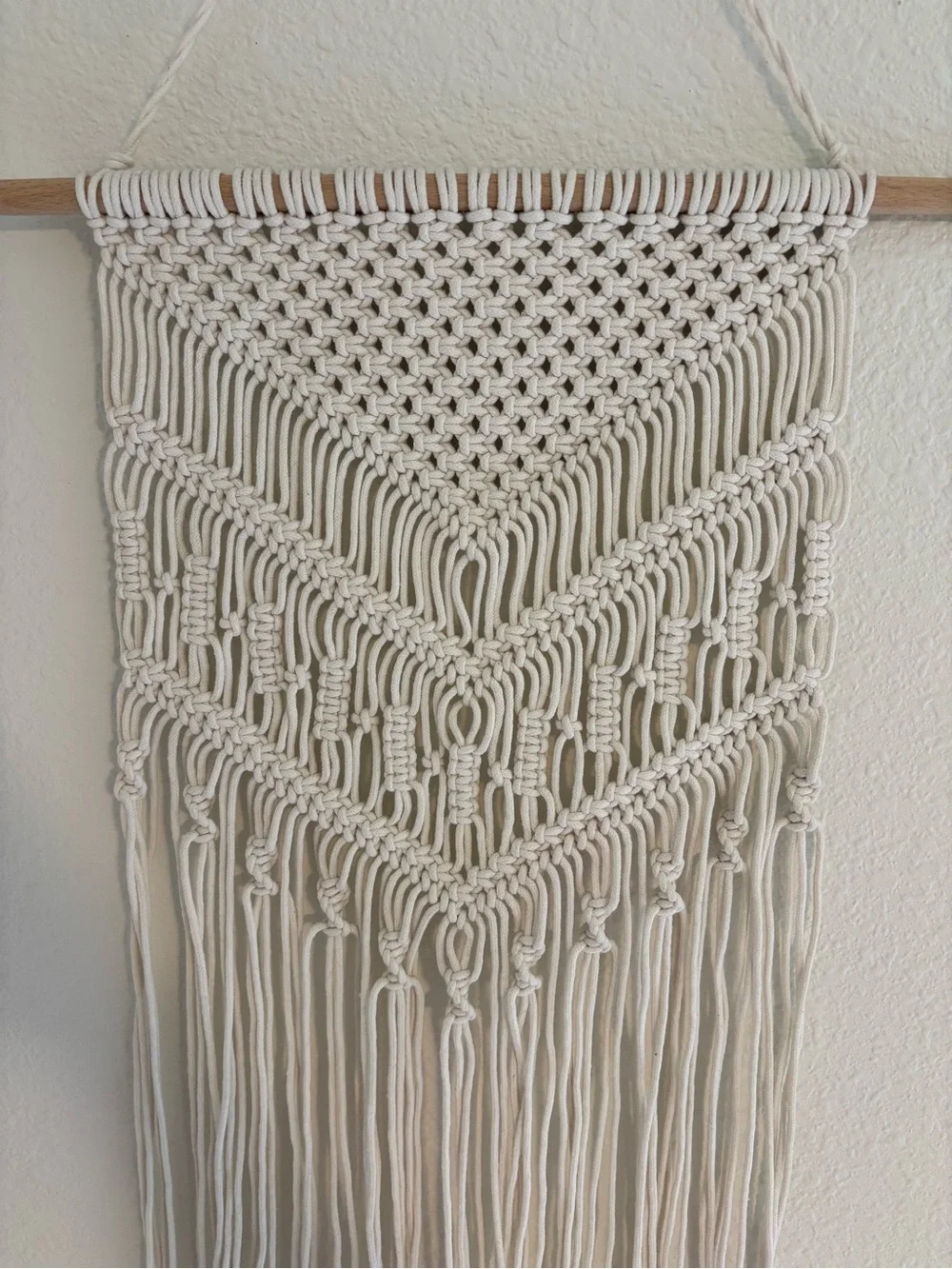 Cream Macramé Wall Hanging - Boho Fringe Decor